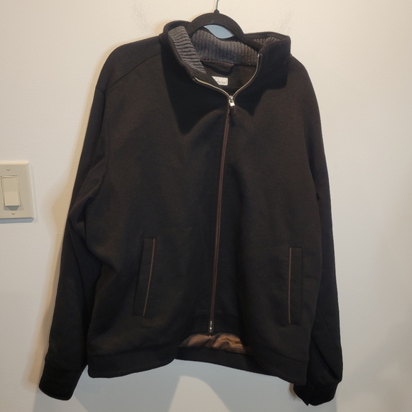 Peter Millar Size XXL Crown Fleece Wool/cashmere Black Brown Jacket. Small Flaw - Picture 1 of 9